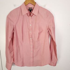 Talbots Shirt Womens Size 2 Wrinkle Resistant Career Salmon Pink Office Cotton